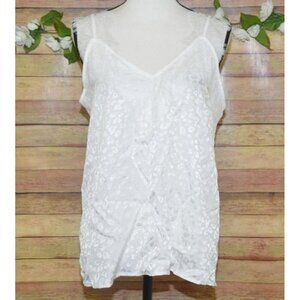 Jodifl White Lace Cheetah Print Tank Top Size M V Neck Slinky Festival Sexy
